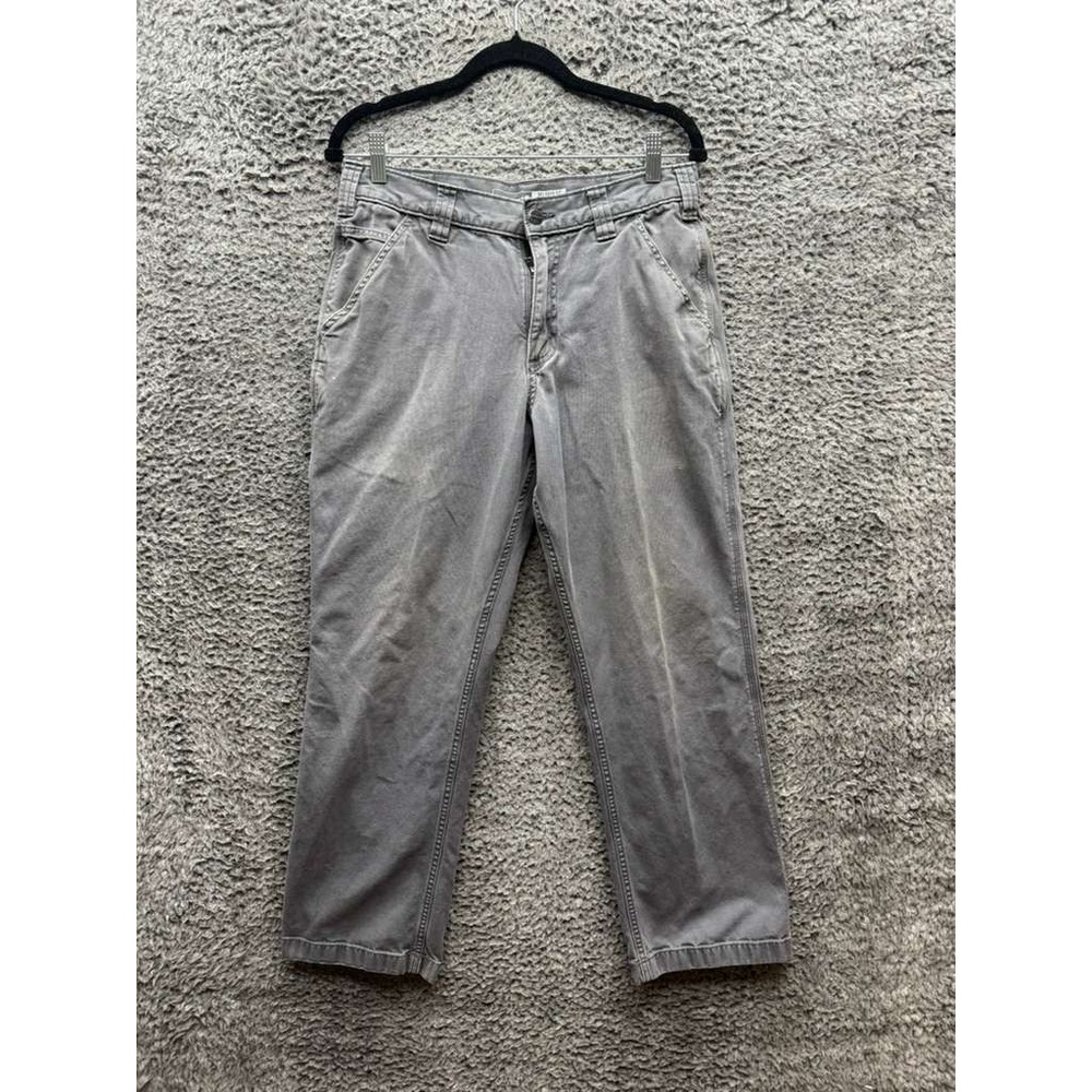 Carhartt Rugged Flex Relaxed Fit Straight Canvas Work Pant Gray Men Size 32 x 30